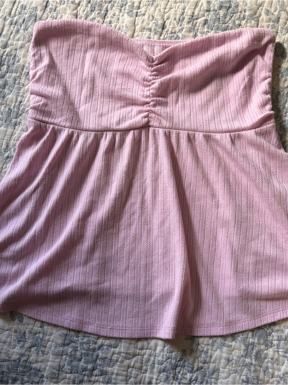 Hollister Strapless Light Pink Textured Top Large